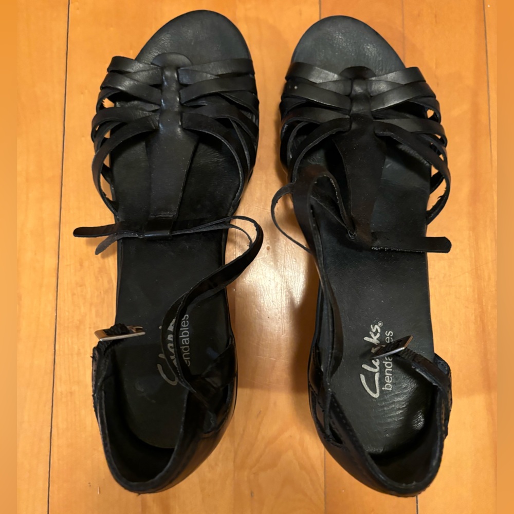Clarks Black Strappy Sandals